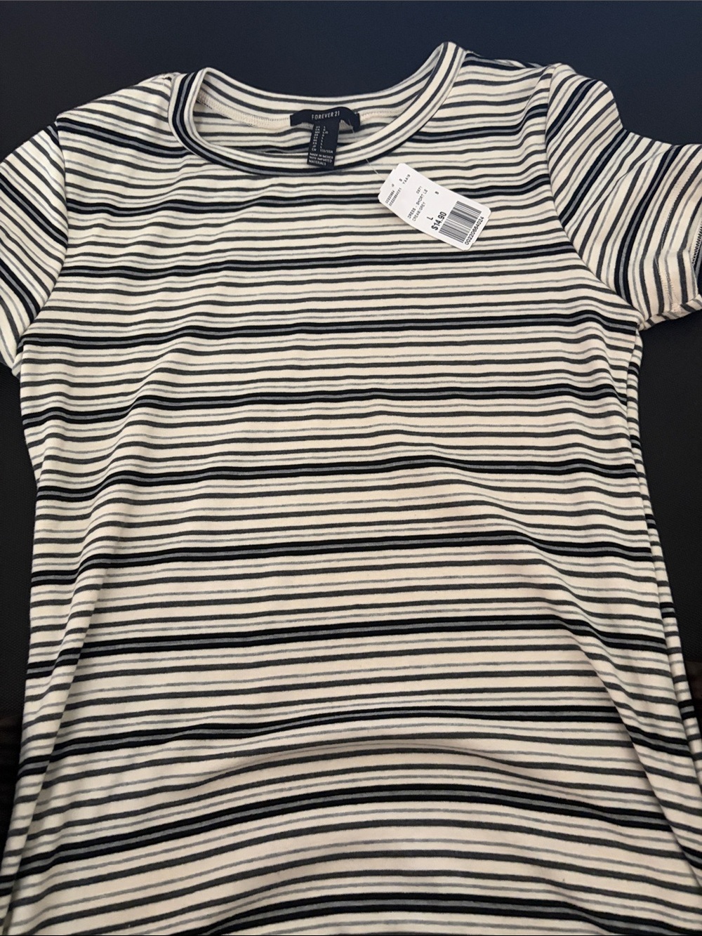 Forever 21 Black & White Striped Short Sleeve dress